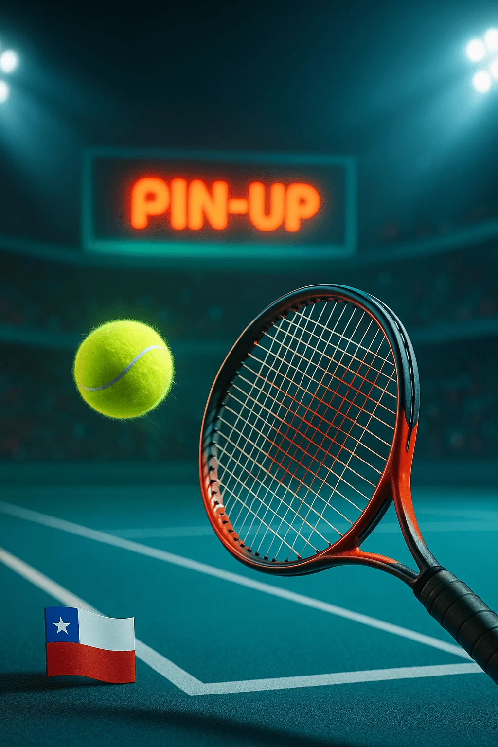 Jugador de tenis sirviendo durante un partido con cuotas de apuesta visibles en pantalla.